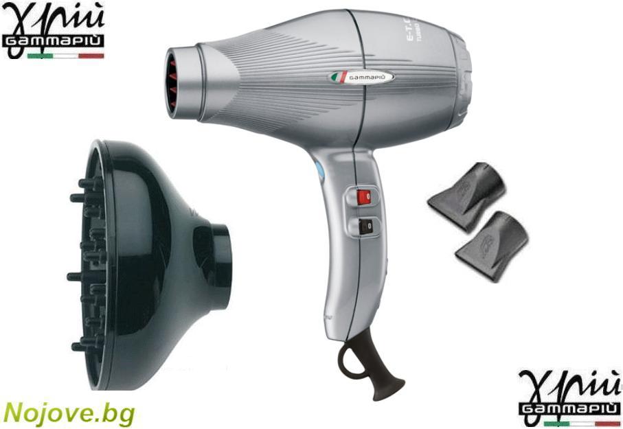 Gamma Piu ETC Light L Professional hairdryer - Tormalionic, Silver, Професионален сешоар за коса, компактен и мощен, тегло: 390 гр, мощност: 2100 W, ГамаПю Италия